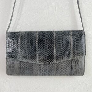 Vintage Minimalist Grey Snakeskin Purse Bag Crossbody Shoulder